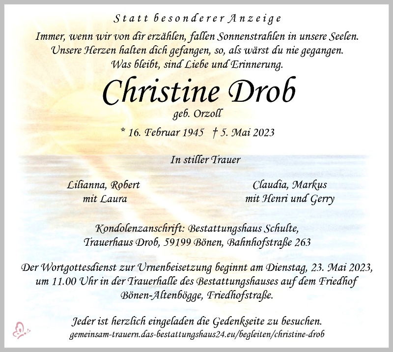 Erinnerungsbild für Christine Drob