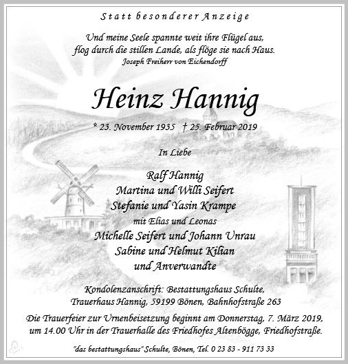 Erinnerungsbild für Heinz Hannig
